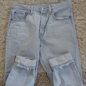 Levi's 501 S Women's Skinny Denim Jeans 32x28 (34X26) Blue Button Fly Distressed